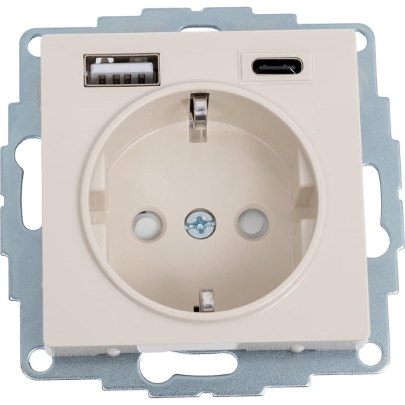 Розетка Systeme Electric (Schneider Electric) ATLASDESIGN 16А c 2 USB A+C, 5В/2,4А/3,0А, 2x5В/1,5А, механизм, бежевый ATN000232 Розетка Systeme Electric (Schneider Electric) ATLASDESIGN 16А c 2 USB A+C, 5В/2,4А/3,0А, 2x5В/1,5А, механизм, бежевый ATN000232