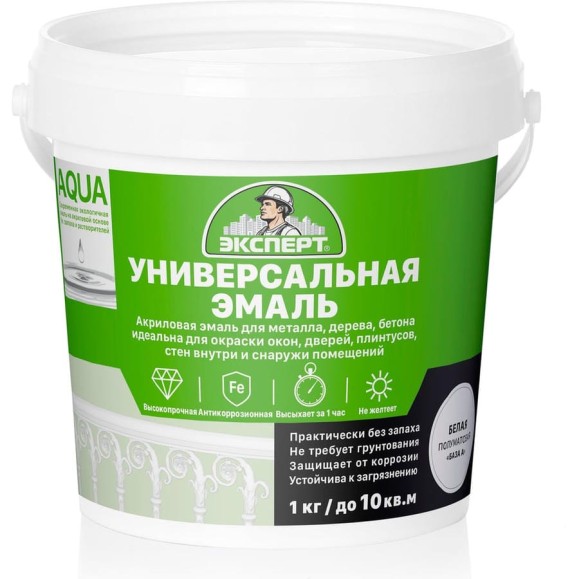 Акриловая эмаль Эксперт (полуматовая; белая база А; 1 кг) 27565 Акриловая эмаль Эксперт (полуматовая; белая база А; 1 кг) 27565