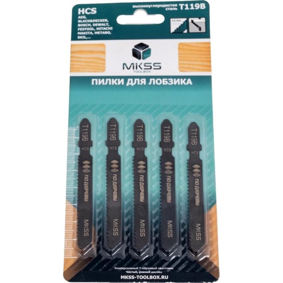 Пилки для электролобзика по древесине MKSS Toolbox MK0910 T119B MKSS MK09100119