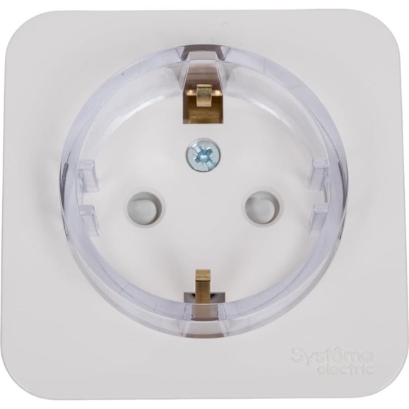Розетка Systeme Electric Blanca о/у, с заземлением, со шторками, (компакт) изол.пл, 16а, 250в, молочный BLNRA111112