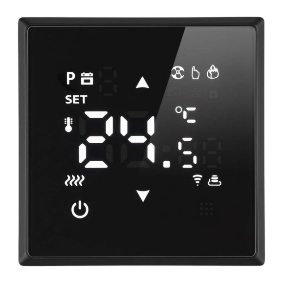 Терморегулятор STEKKER Wi-Fi (механизм), 250В, 3500Вт, серия Эмили, RSW00-5119-05, черный уголь, soft touch, 50377 Терморегулятор STEKKER Wi-Fi (механизм), 250В, 3500Вт, серия Эмили, RSW00-5119-05, черный уголь, soft touch, 50377
