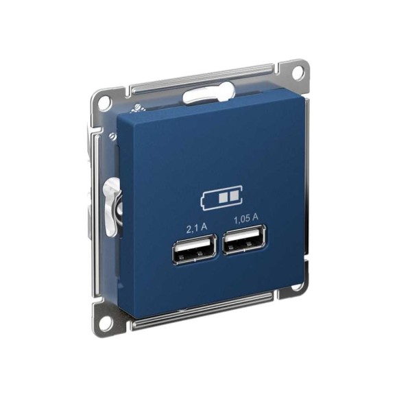 2-местная розетка usb Systeme Electric Atlasdesign аквамарин, 5в, 2,1 а ATN001133