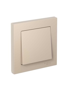 1-клавишный выключатель Systeme Electric Atlasdesign песочный сх.1, 10ах, (в сборе с рамкой) ATN001212