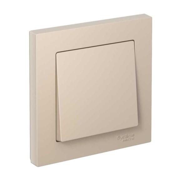 1-клавишный выключатель Systeme Electric Atlasdesign песочный сх.1, 10ах, (в сборе с рамкой) ATN001212