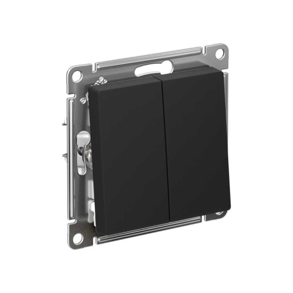 Механизм 2-клавишного выключателя с самовозвратом Systeme Electric Atlasdesign карбон сх.2, 10а ATN001017