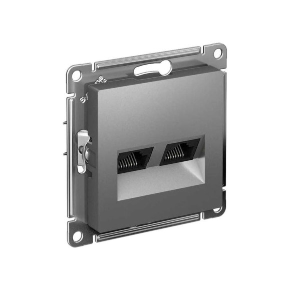 Двойная компьютерная розетка Systeme Electric AtlasDesign Сталь RJ45 SE ATN000985 Двойная компьютерная розетка Systeme Electric AtlasDesign Сталь RJ45 SE ATN000985