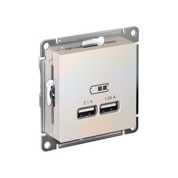 2-местная USB розетка Systeme Electric AtlasDesign Жемчуг 5В, 2,1 А ATN000433