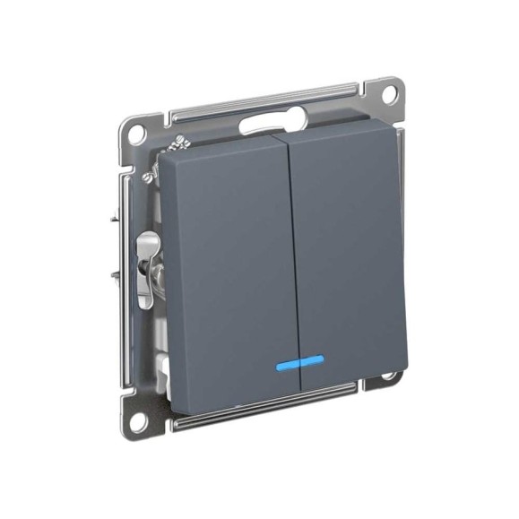 2-клавишный выключатель Systeme Electric Atlas Design Грифель с подсветкой, сх.5а SE ATN000753 2-клавишный выключатель Systeme Electric Atlas Design Грифель с подсветкой, сх.5а SE ATN000753