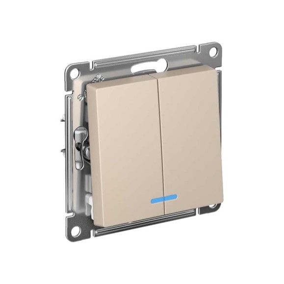 2-клавишный выключатель Systeme Electric Atlasdesign песочный с подсветкой сх.5а, 10ах ATN001253 2-клавишный выключатель Systeme Electric Atlasdesign песочный с подсветкой сх.5а, 10ах ATN001253