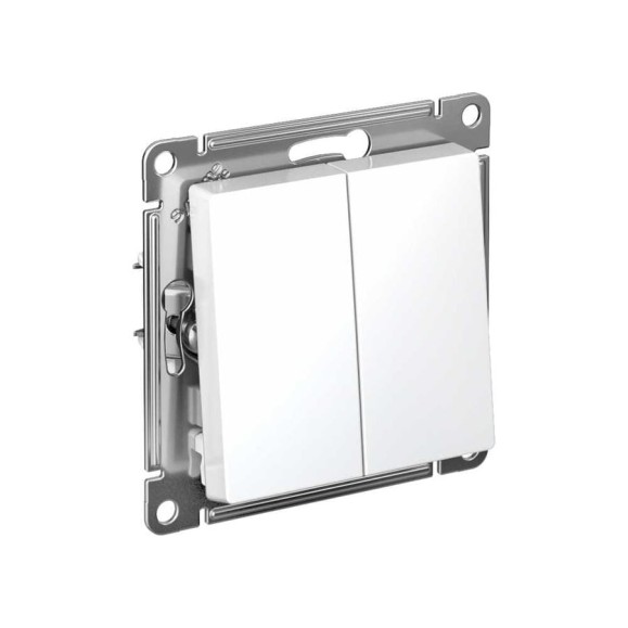 2-клавишный выключатель Systeme Electric Atlasdesign белый с самовозвратом, сх.5, 10ах, механизм ATN000117