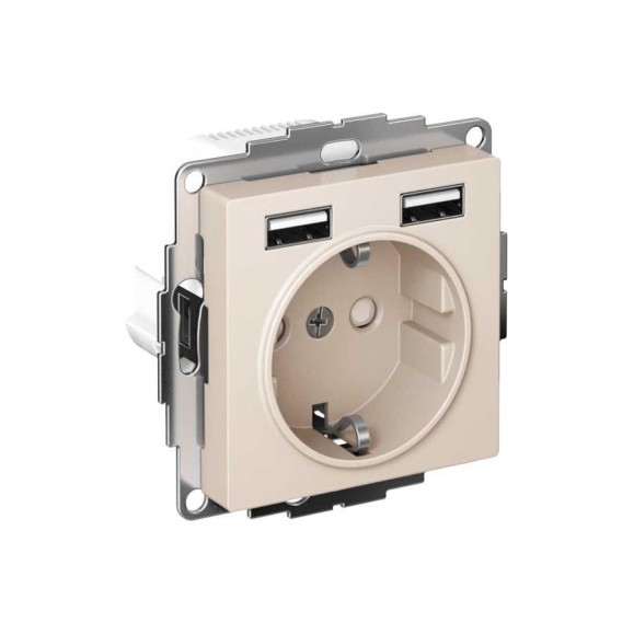Розетка 16А с 2 USB A+A Systeme Electric AtlasDesign Бежевый 5В/2,4А, 2х5В/1,2А ATN000230