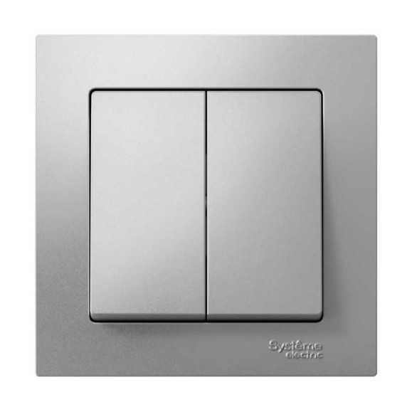 2-клавишный выключатель Systeme Electric AtlasDesign Алюминий сх.5, 10АХ, в сборе SE ATN000352 2-клавишный выключатель Systeme Electric AtlasDesign Алюминий сх.5, 10АХ, в сборе SE ATN000352