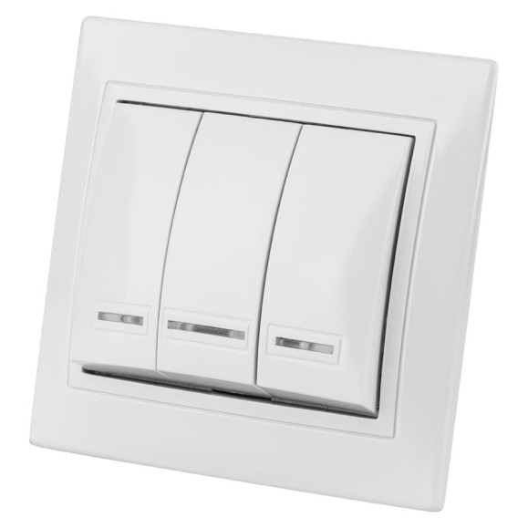Трехклавишный выключатель TDM ELECTRIC с подсветкой, белый Таймыр SQ1814-0006 Трехклавишный выключатель TDM ELECTRIC с подсветкой, белый Таймыр SQ1814-0006