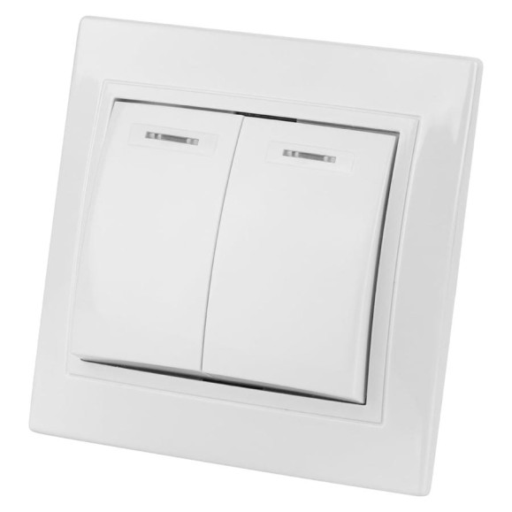Двухклавишный выключатель TDM ELECTRIC с подсветкой, белый Таймыр SQ1814-0005 Двухклавишный выключатель TDM ELECTRIC с подсветкой, белый Таймыр SQ1814-0005