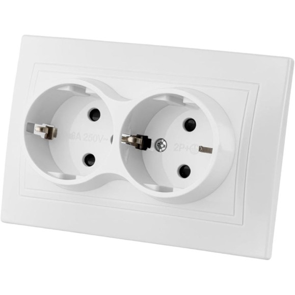 Двойная розетка с защитными шторками, белая 2П+З 16А 250В TDM ELECTRIC Таймыр SQ1814-0018 Двойная розетка с защитными шторками, белая 2П+З 16А 250В TDM ELECTRIC Таймыр SQ1814-0018