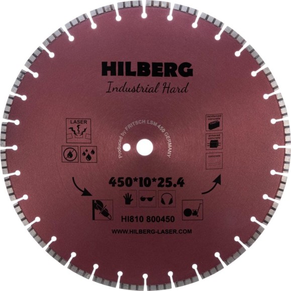 Диск алмазный отрезной Hilberg 450x25.4 Industrial Hard HI810 Диск алмазный отрезной Hilberg 450x25.4 Industrial Hard HI810