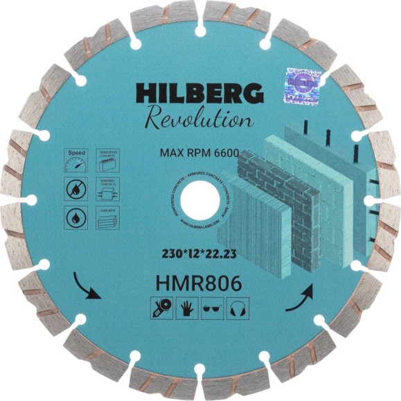 Диск алмазный отрезной Hilberg 230x22.23x12 Revolution HMR806 Диск алмазный отрезной Hilberg 230x22.23x12 Revolution HMR806