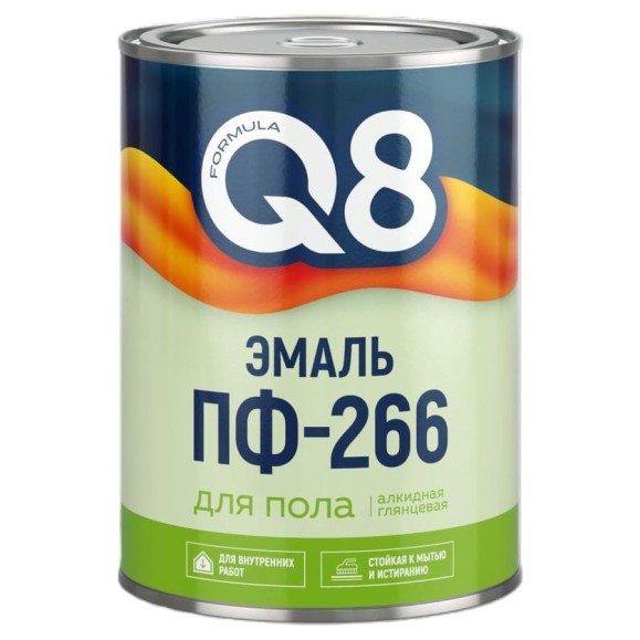 Эмаль FORMULA Q8 ПФ-266 для пола алкидная, глянцевая, 0,8 кг, желто-коричневая 277328