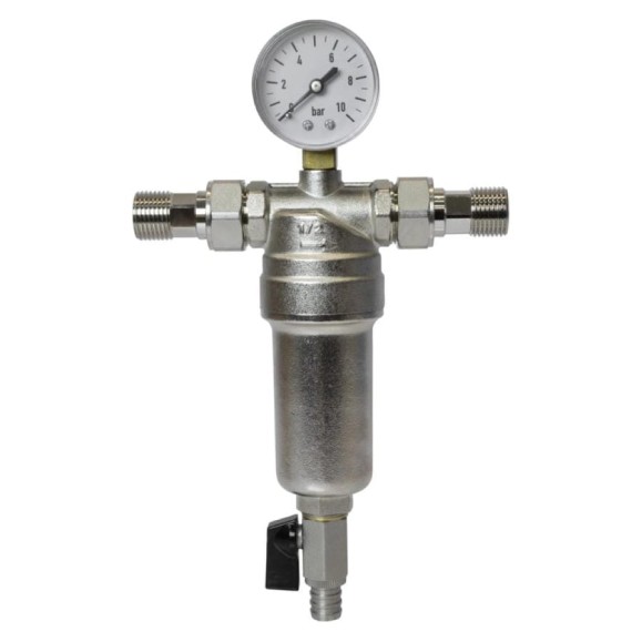 Фильтр самоочищающийся VRT 1/2'' нар/нар с манометром 556912 Фильтр самоочищающийся VRT 1/2'' нар/нар с манометром 556912
