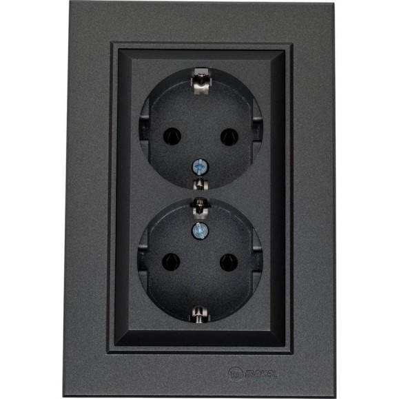 Розетка MAKEL 2-м СП Karea 16А IP20 с/з дымчатый металлик 56050082