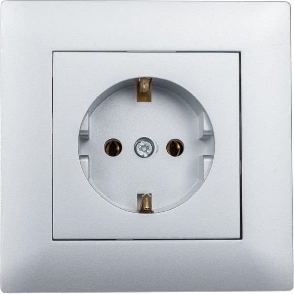 Розетка MAKEL с/з СП KAREA RIZZ 16А IP20 сереб. 88065028