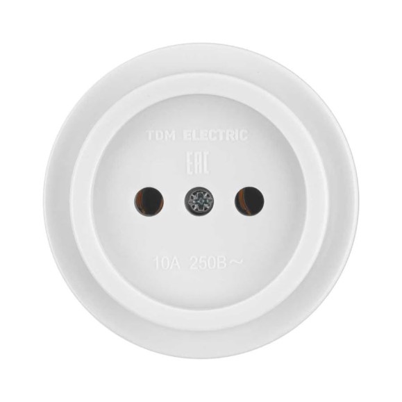 Розетка 2П открытой установки TDM ELECTRIC IP20 10А белая 