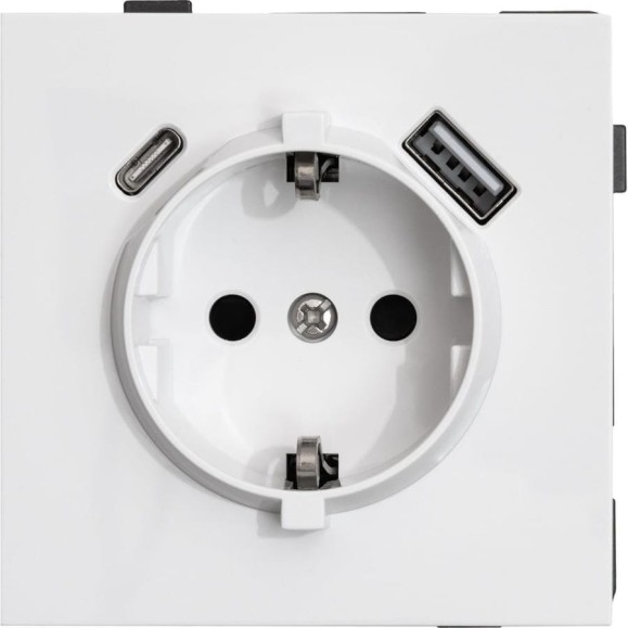 Одноместная USB/TYPE-C розетка ALTECH ENCORE 1SUCW скрытого монтажа с заземлением и шторками белая быстрая зарядка механизм 07346