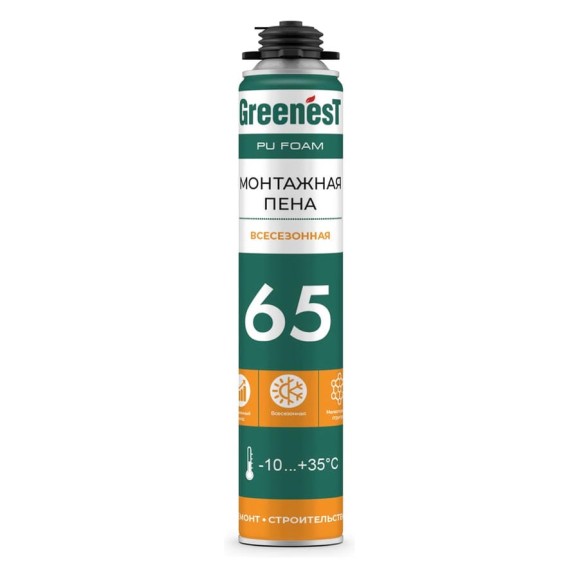 Пена монтажная профессиональная GreenesT 65 всесезонная, 850мл 185117850 Пена монтажная профессиональная GreenesT 65 всесезонная, 850мл 185117850