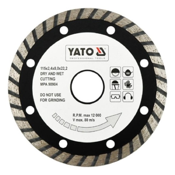 Отрезной алмазный диск TURBO универсальный YATO 115мм, 4 шт YATO YT-6022Y