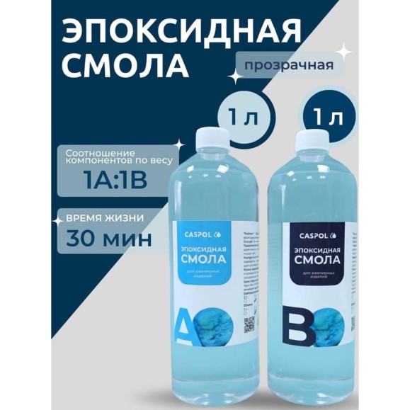 Эпоксидная смола для творчества Caspol прозрачная 1А:1В, 1кг+1кг ЭП-11-11