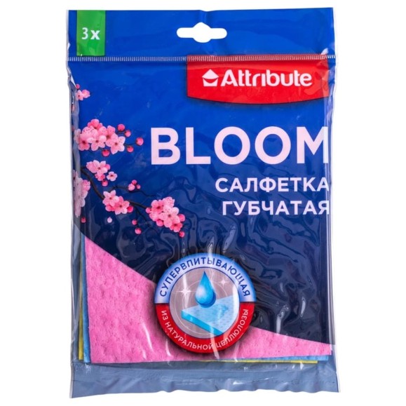 Салфетка губчатая Attribute BLOOM 3шт 15x18см ACC004 Салфетка губчатая Attribute BLOOM 3шт 15x18см ACC004