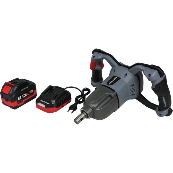 Аккумуляторный бесщеточный бур Profipower AM-20B (20В, 90Нм, Li-ion-1шт, 6.0Ач, З/У, в коробке) E0282