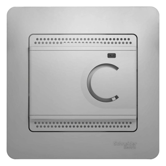 Термостат электронный теплого пола Systeme Electric ( Schneider Electric) Glossa Алюминий с датчиком, 10A GSL000338 4 шт 13606480658676