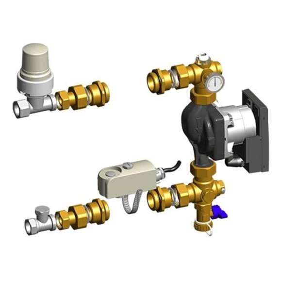 Смесительный узел с насосом Watts (Wilo Star-RS 25/6-3) 1 FWR (межос. 21см) 2025410 10004260