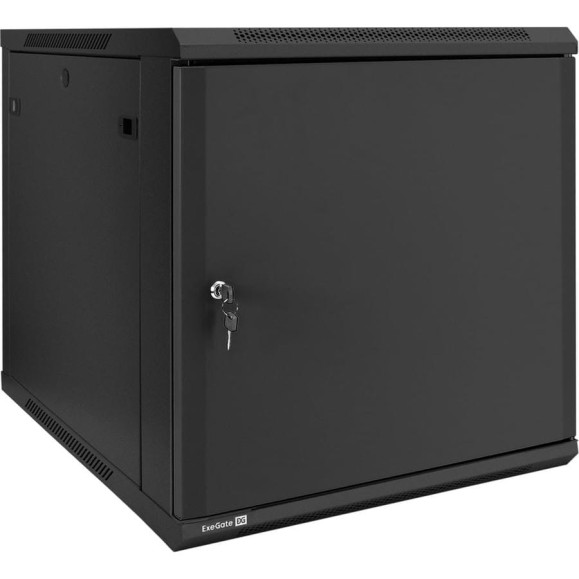 Шкаф телекоммуникационный ExeGate 19 настенный 12U EC-WM-12U.600.M.BLACK 19”, 12U, 600x600x635mm ШхГхВ, передняя дверь металл, съемные боковые панели 298622