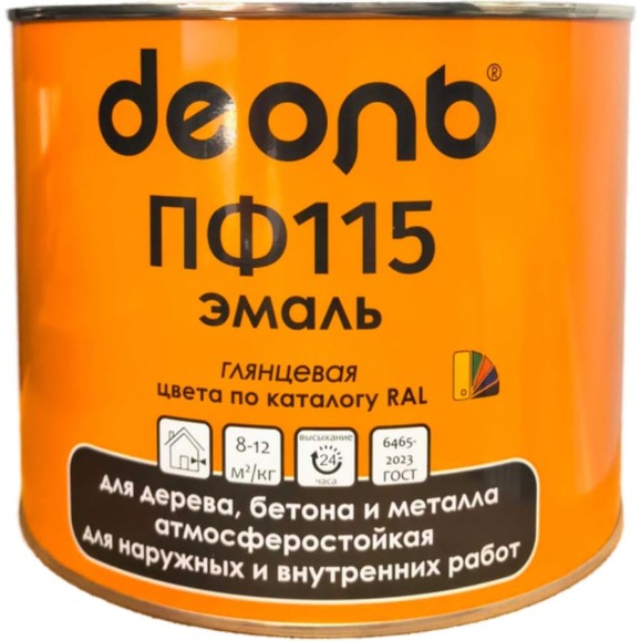 Эмаль алкидная Деоль ПФ-115 зеленая RAL6037 1,8кг глянцевая 00033353