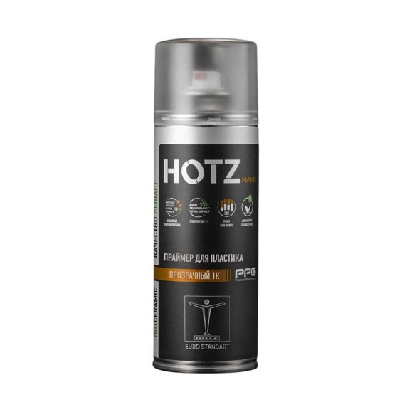 Праймер для пластика HOTZ 1К, адгезионный грунт автомобильный, в аэрозоле 520 мл 4673755224289