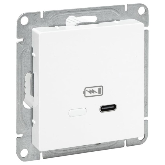 Механизм розетки EKF USB-С, быстрая, белый Эпика UP1-SOW-USBCF