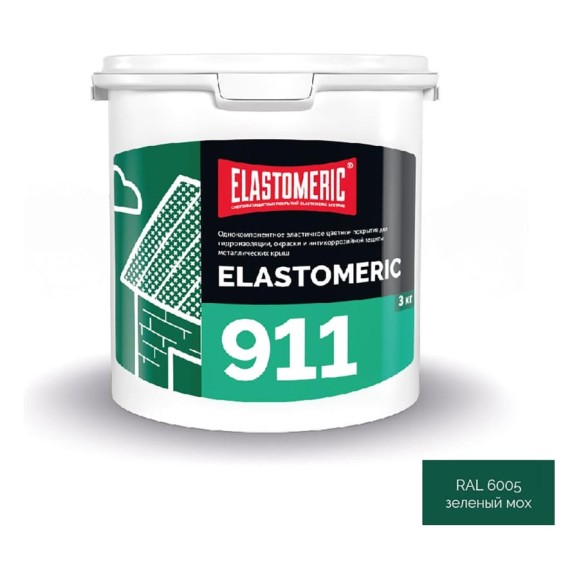 Мастика Elastomeric Systems для шифера металла 3кг темно-зеленый elastomeric-911 6005001