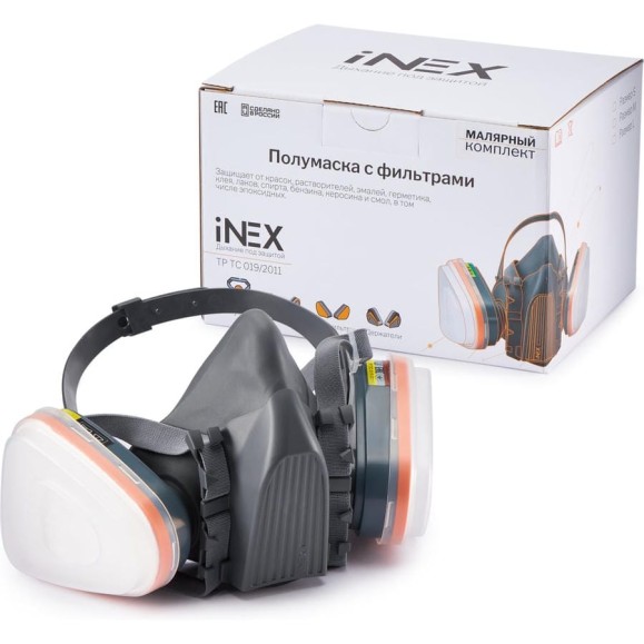 Комплект для защиты дыхания INEX А1P2 (Полумаска р.M, фильтр А1, предфильтр 2020 P2, держатель 2001) А1P2 - M iNEX А1P2 - L