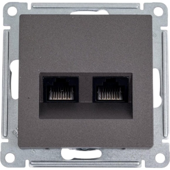 Двойная компьютерная розетка Systeme Electric AtlasDesign Мокко RJ45+RJ45, кат.5E SE ATN000685