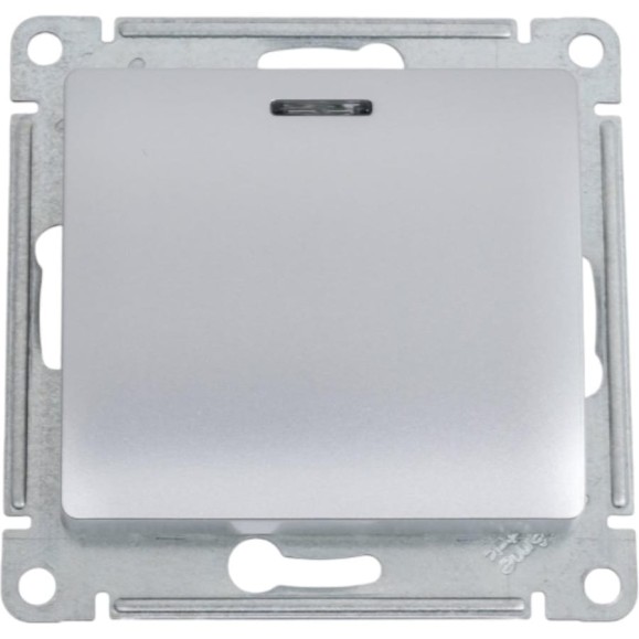 Переключатель Systeme Electric Glossa Алюминий 1-клавишный с подсветкой, сх.6а, 10АХ SE GSL000363