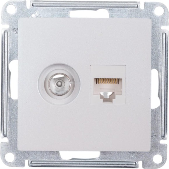 Двойная компьютерная+ТВ розетка Systeme Electric ATLASDESIGN RJ45+TV, категория 5E, ЖЕМЧУГ ATN000489 Двойная компьютерная+ТВ розетка Systeme Electric ATLASDESIGN RJ45+TV, категория 5E, ЖЕМЧУГ ATN000489