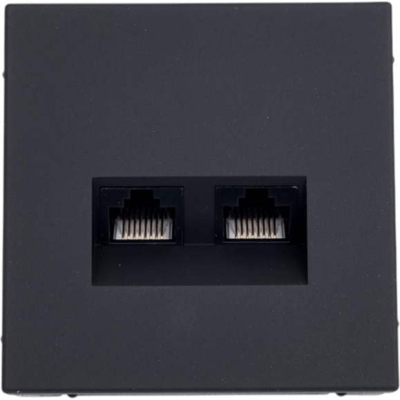 Розетка двойная компьютерная Systeme Electric ARTGALLERY RJ45+RJ45, кат. 5е, механизм, карбон GAL001085