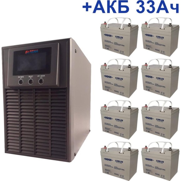 Комплект ИБП ELTENA Monolith E 3000LT (2400Вт) + 8шт. АКБ AQQU 12ML33 (12В, 33Ач) E3000LT/12ML33 Комплект ИБП ELTENA Monolith E 3000LT (2400Вт) + 8шт. АКБ AQQU 12ML33 (12В, 33Ач) E3000LT/12ML33