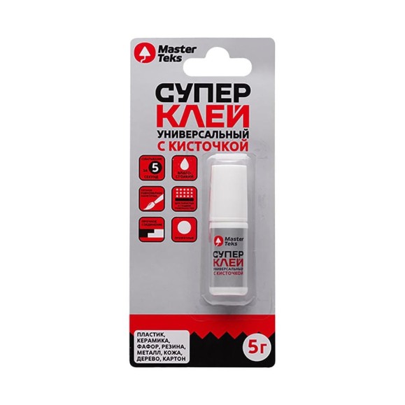 Супер-клей цианоакрилатный MASTERTEKS с кисточкой, 5 г 279708 Супер-клей цианоакрилатный MASTERTEKS с кисточкой, 5 г 279708