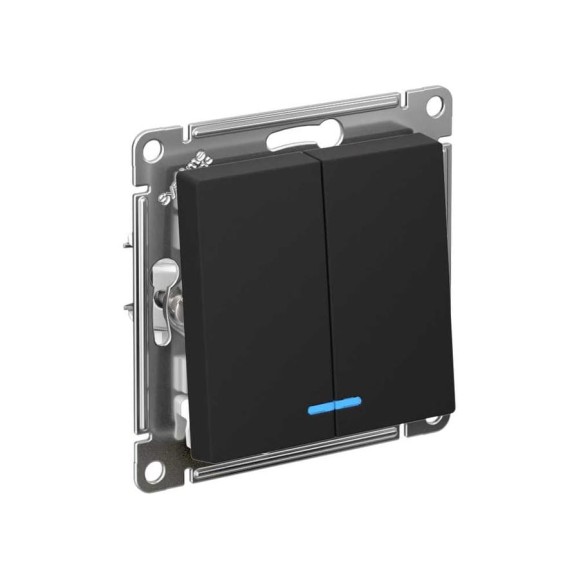 Механизм 2-клавишного выключателя Systeme Electric ATLASDESIGN с подсветкой, сх.5а, 10АХ, быстрозажимная клемма, карбон ATN001053S Механизм 2-клавишного выключателя Systeme Electric ATLASDESIGN с подсветкой, сх.5а, 10АХ, быстрозажимная клемма, карбон ATN001053S