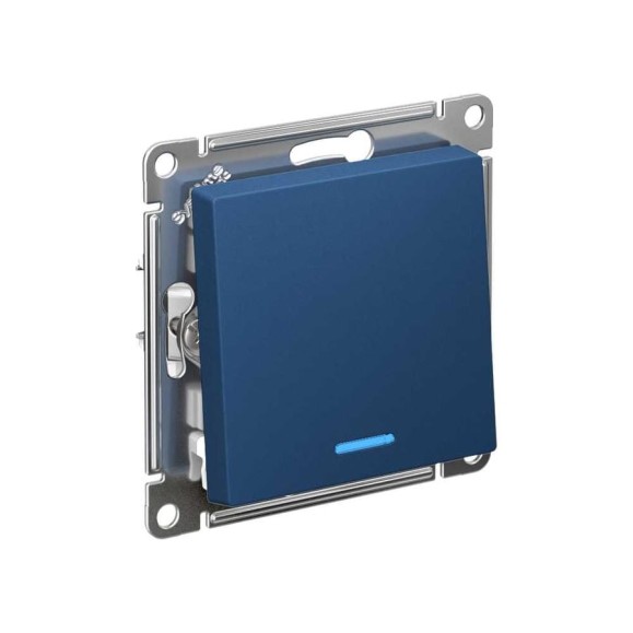 1-клавишный переключатель с подсветкой Systeme Electric ATLASDESIGN, сх.6а, 10АХ, мех., быстрозажимные клеммы, аквамарин ATN001163S