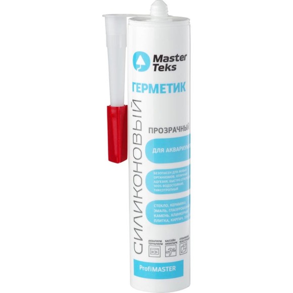 Силиконовый герметик MASTERTEKS для аквариумов и стекла  Profimaster, 290 мл, прозрачный 279689