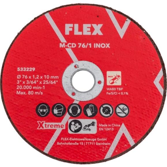 Набор из 5-ти отрезных дисков FLEX 76 мм M-CD 76/1 INOX VE5 для УШМ 533229 Набор из 5-ти отрезных дисков FLEX 76 мм M-CD 76/1 INOX VE5 для УШМ 533229